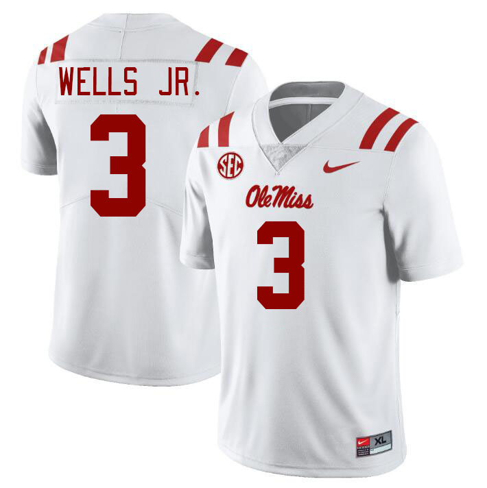 Ole Miss Rebels #3 Antwane Wells Jr. College Football Jerseys Stitched Sale-White